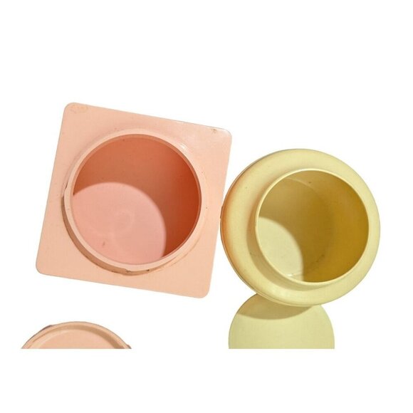 Vintage Colonial Court / white shoulders Powder Containers Pink Yellow Retro - Picture 2 of 9